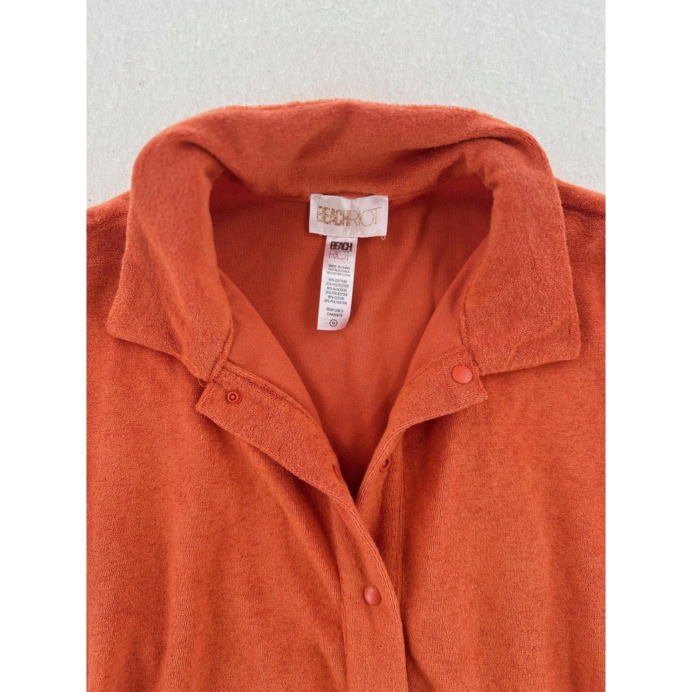 Beach Riot Gia - Terry Cloth Snap Front Belted Romper - Orange - M - Women - Picture 5 of 9